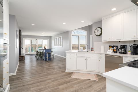 Open concept kitchen and dining area